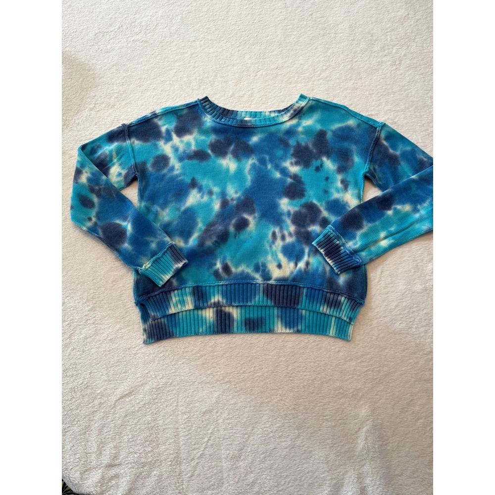 DESIGN HISTORY Tie Dye Sweater‎ Blue Ombre Crew Neck Long Sleeve Top Womens S